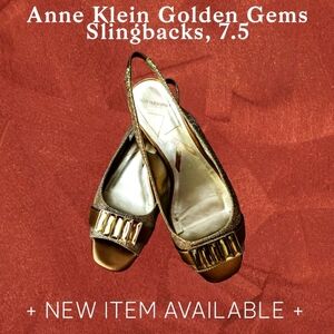 SALE!! Anne Klein Golden Gemstone Slingback Heels, 7.5